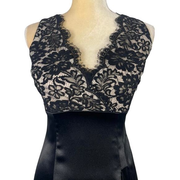 Scott McClintock Black Satin Maxi Dress Size 4 Formal Prom Wedding Cocktail - Picture 2 of 15